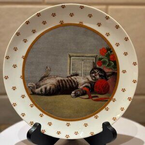 Vintage 1986 Vandor Lowell Herrero Sleeping Cat With Ball Of Yarn Plate 7 3/4"